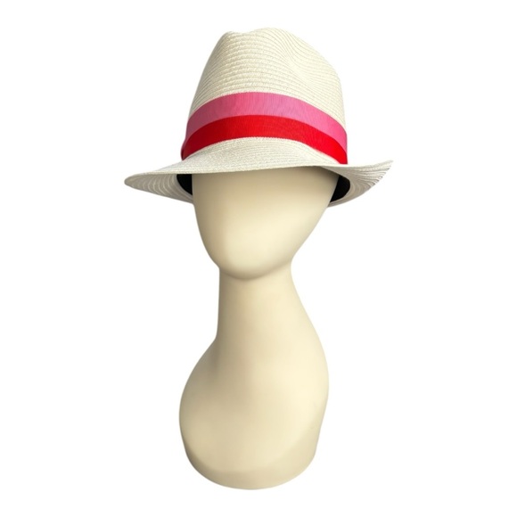 Kate Spade trilby bicolor band fedora hat in white | medium size 7-7 1/2 - Picture 2 of 7